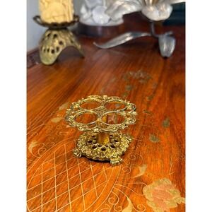 Vintage Gold Tone Lipstick Holder • Ornate Hollywood Regency Vanity Organizer
